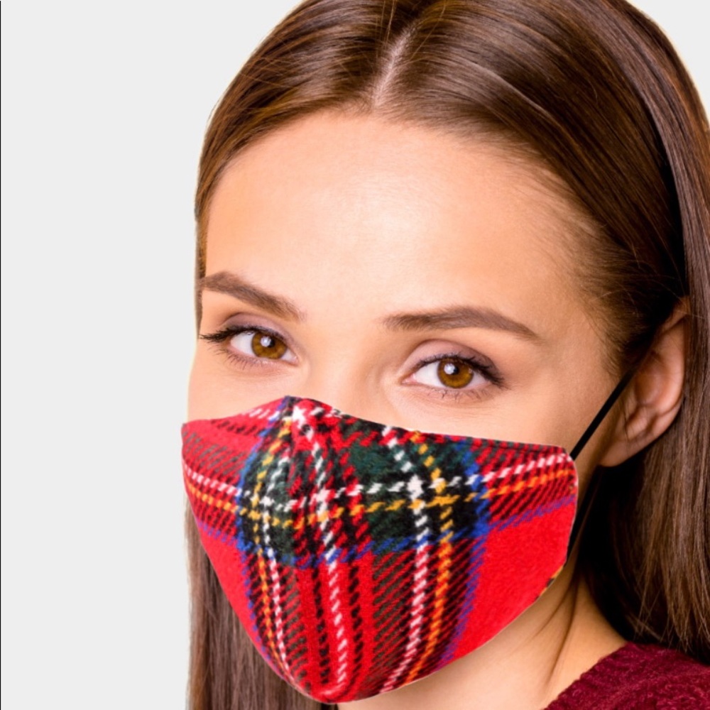 Women’s Red Tartan Plaid Mask